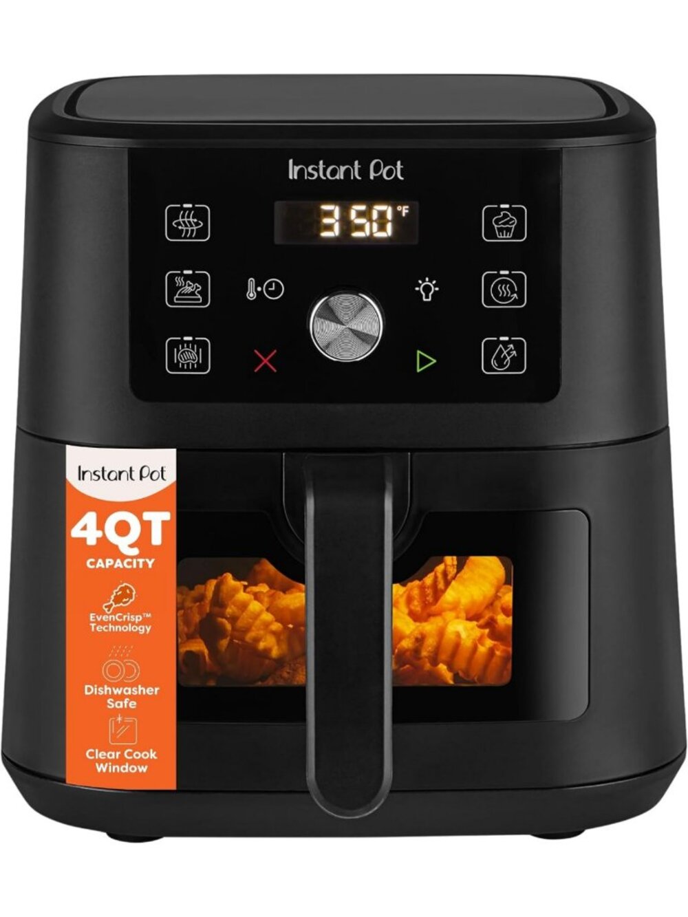 4Qt Mini Air Fryer - 6-in-1 Multi-Cooker with Custom Programs, Black Finish